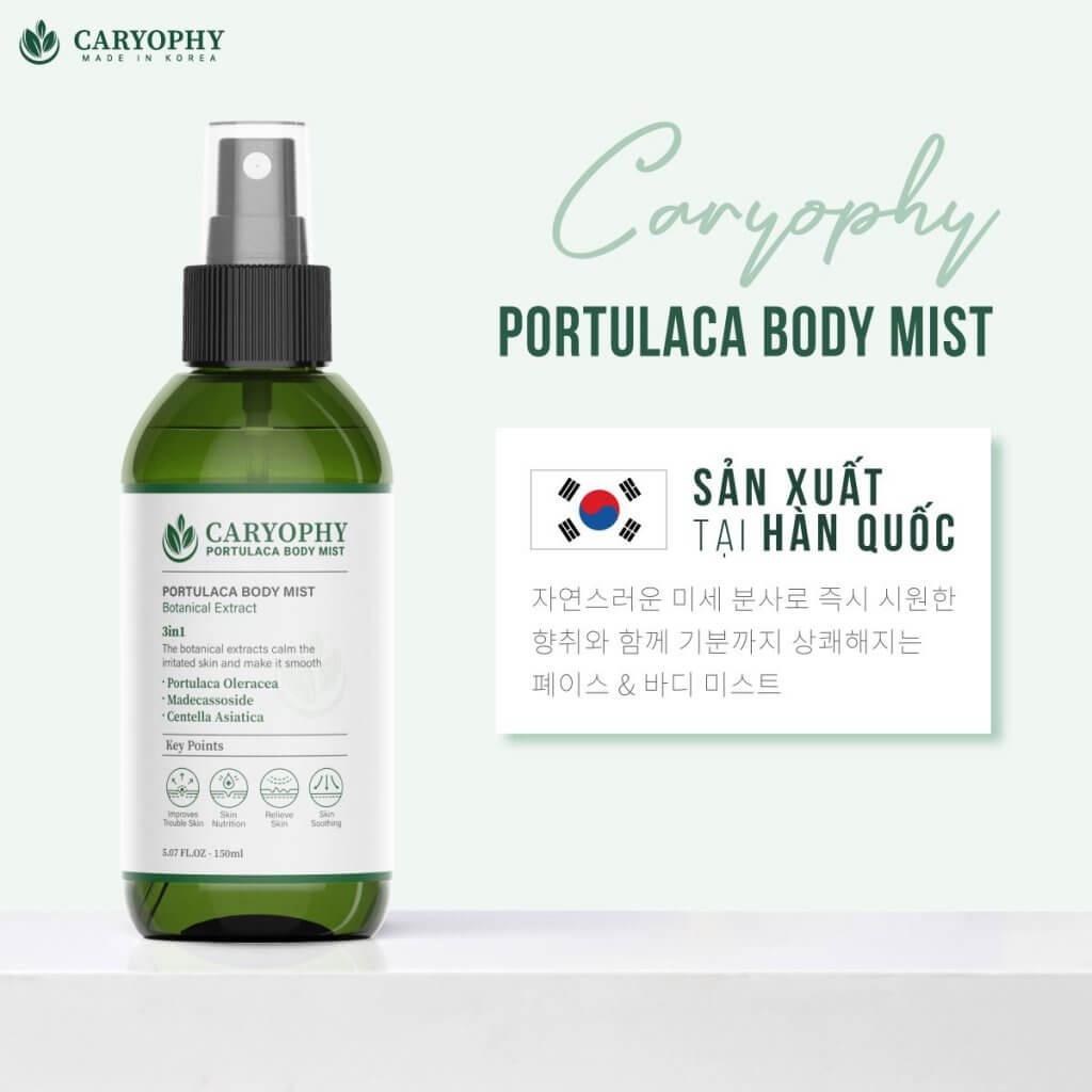 Xịt Mụn Lưng mụn mờ thâm Caryophy Portulaca Body Mist 150ml