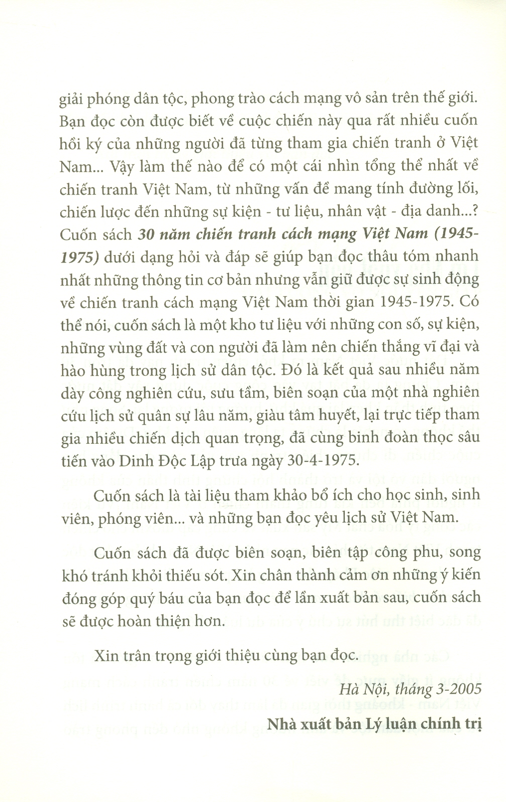 30 Năm Chiến Tranh Cách Mạng Việt Nam - Hỏi & Đáp