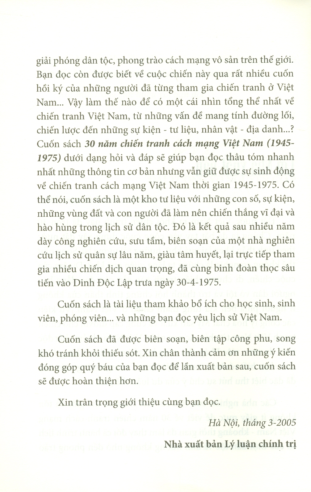 30 Năm Chiến Tranh Cách Mạng Việt Nam (1945 - 1975) - Hỏi &amp; Đáp