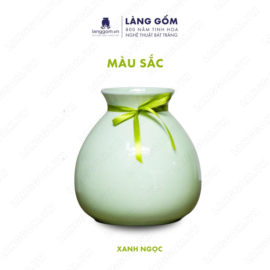 Bình hoa, lọ hoa Gốm sứ Bát Tràng cao cấp Men ngọc giỏ cua béo dùng làm quà tặng, trang trí - Làng Gốm Bát Tràng