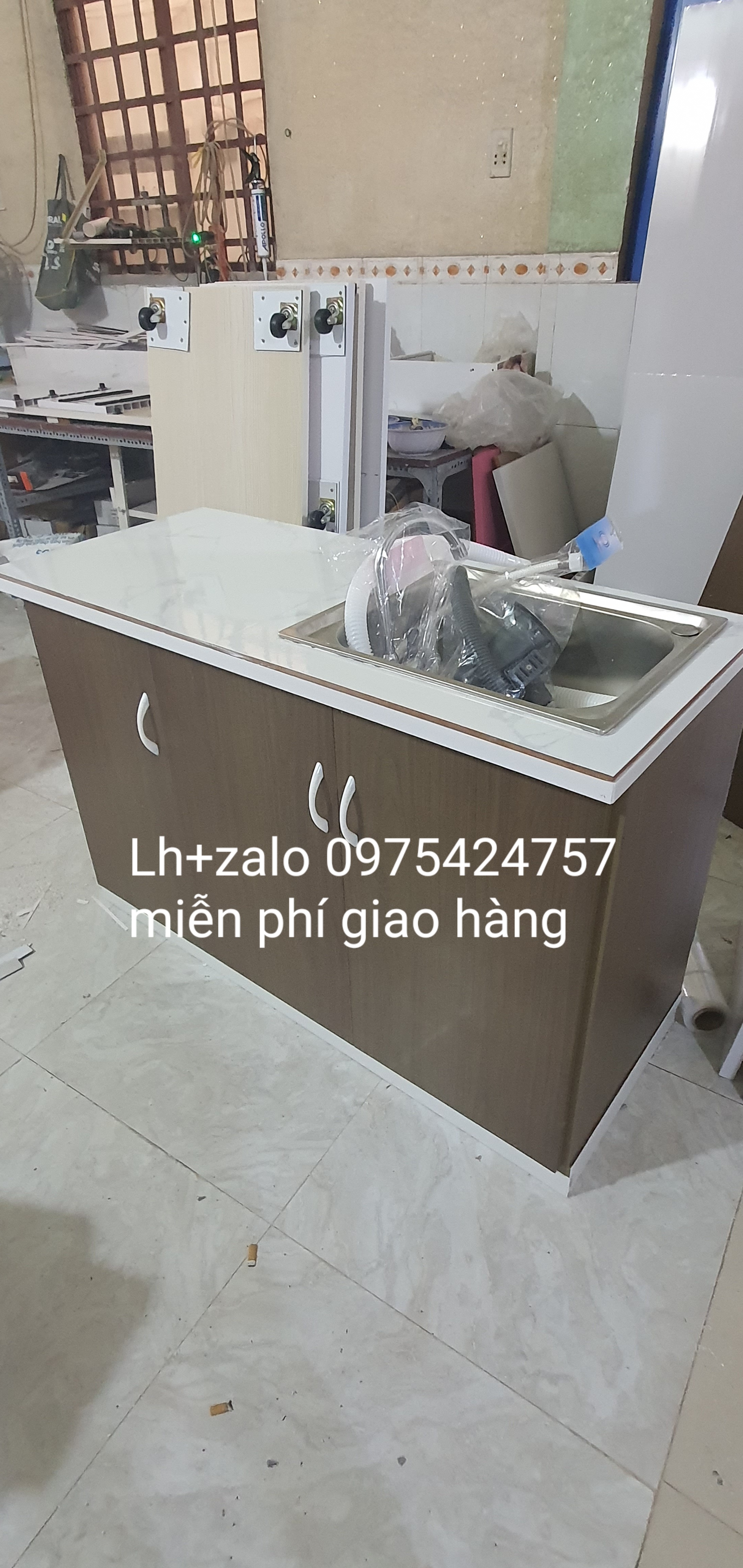 Tủ bếp mini sẵn bồn