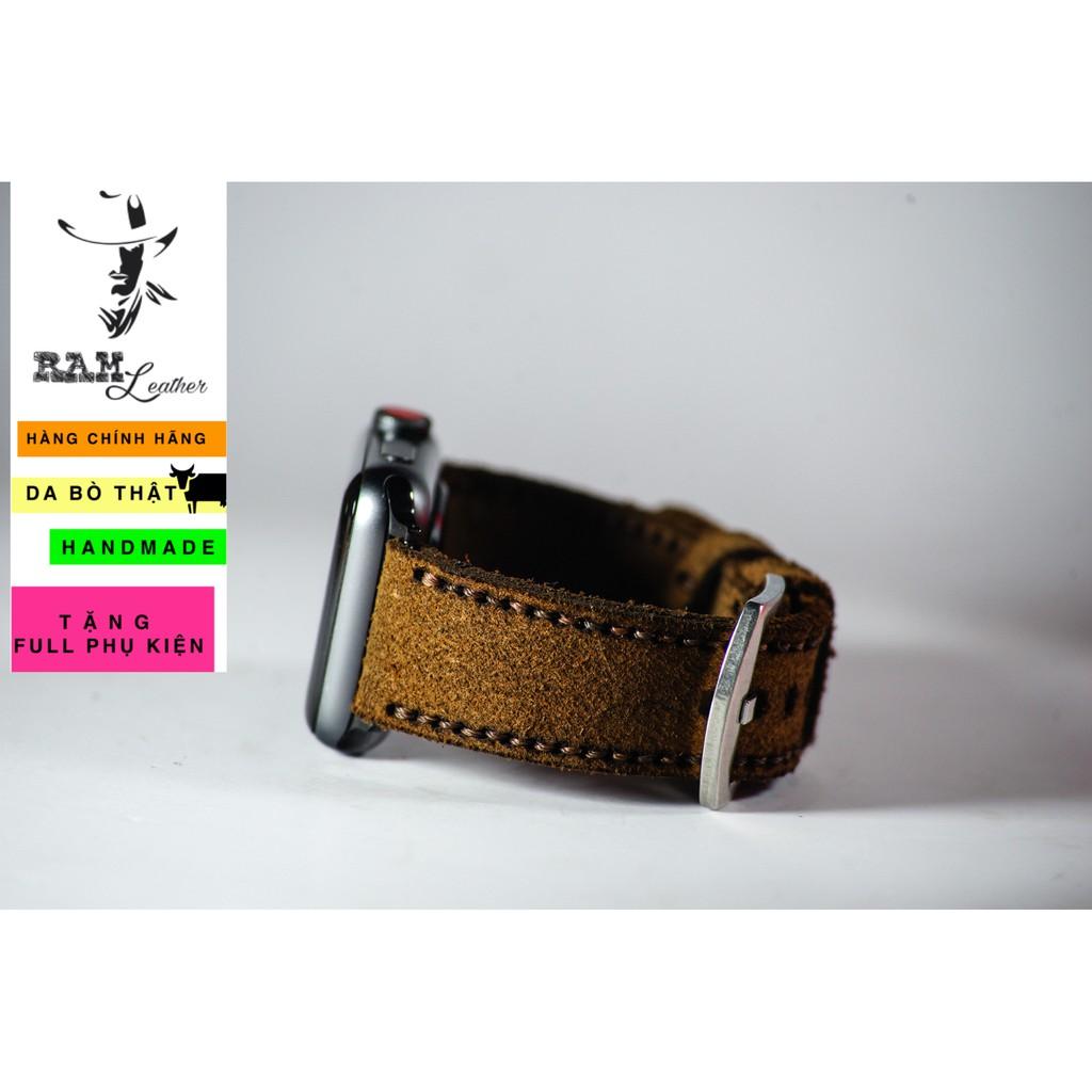 Dây đồng hồ RAM Leather da bò lộn nâu đậm - RAM classic 1960