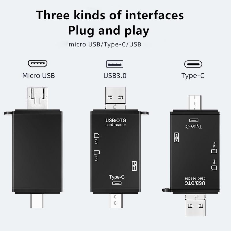 Đầu đọc thẻ nhớ 6 trong 1 USB 3.0 Micro Type C sang Micro SD TF