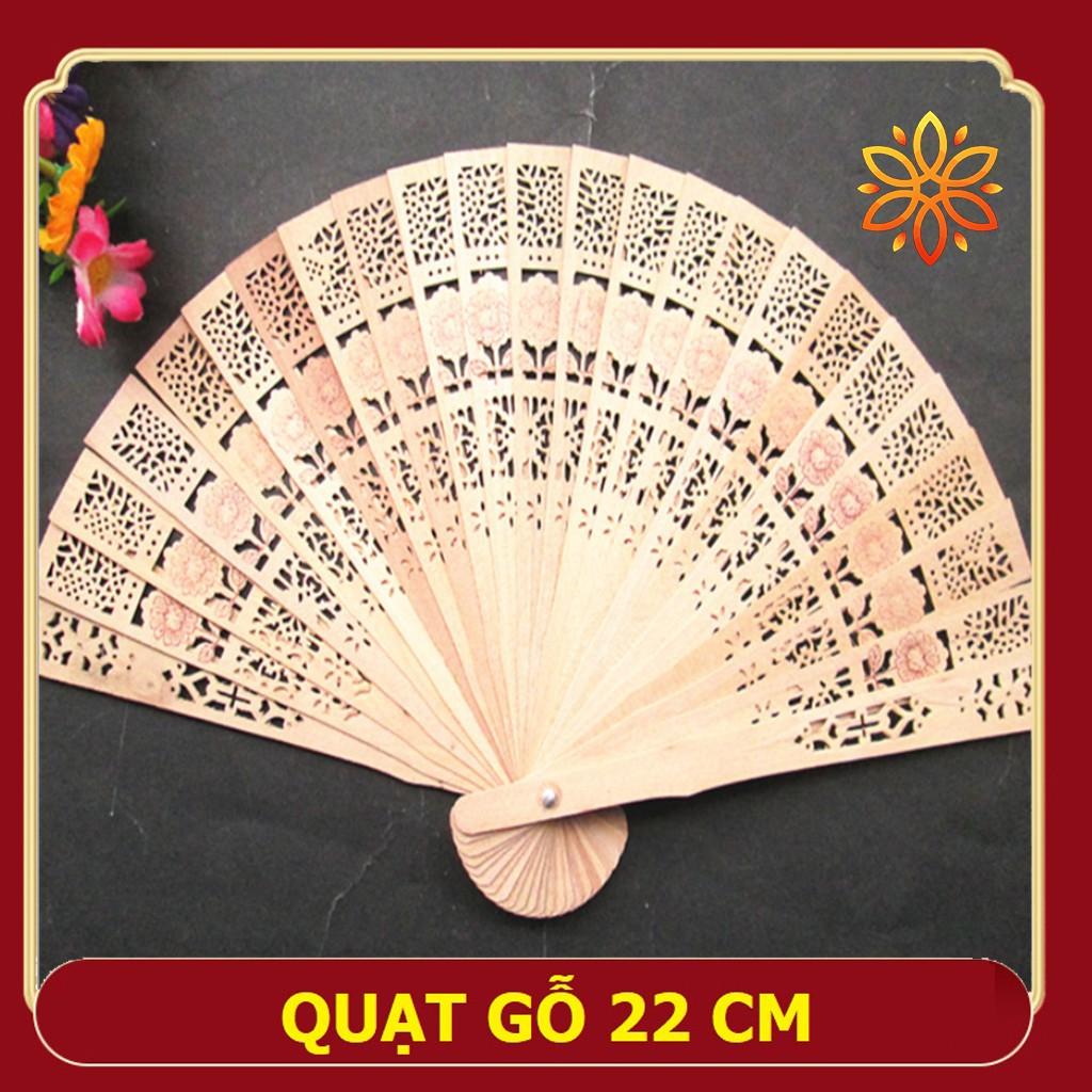 Quạt Gỗ 22cm Phong Thủy Liên Hoa