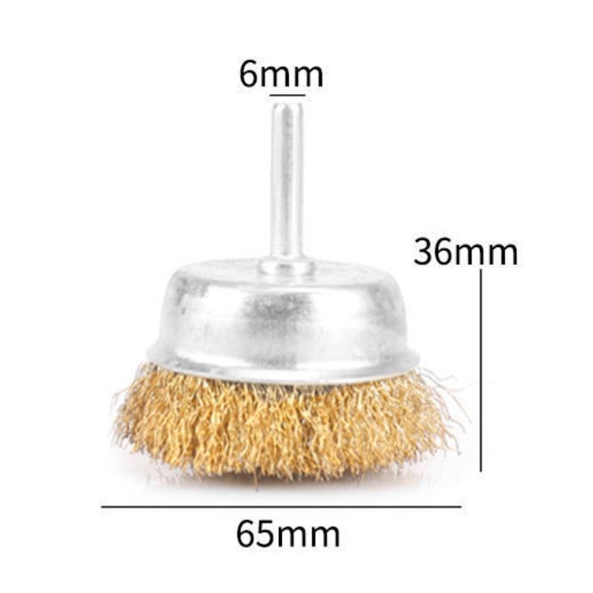 Chén Cước Thau Có Cán 6mm, phi 65mm, Chén Cước T, Bàn Chải Rỉ Sét, Bánh Cước Thép