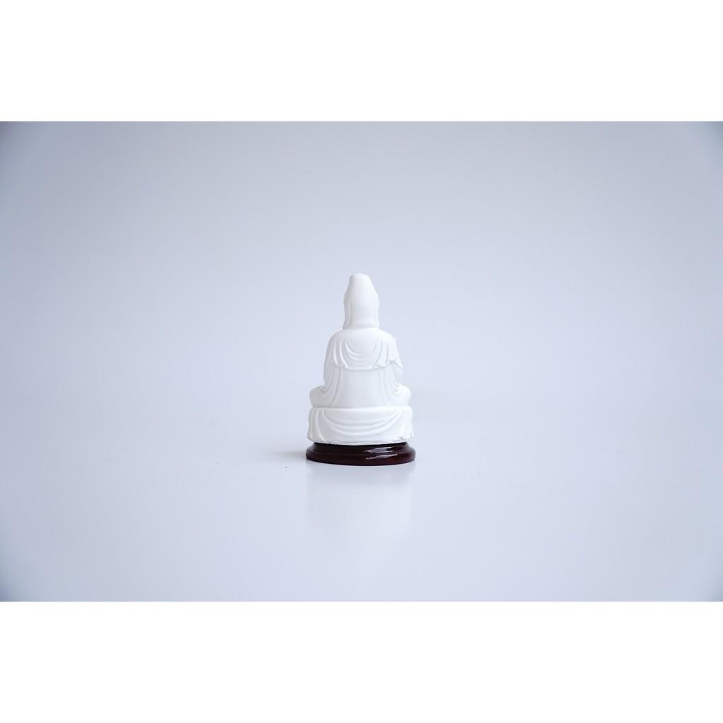 Tượng Phật Bà Quan Thế Âm Bồ Tát ngồi trắng ngà - Cao 6cm