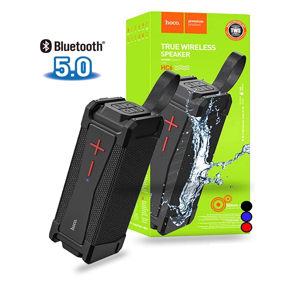 Loa bluetooth Hoco HC6 chống nước, công xuất 10W x2, âm thanh sống động, cắm thẻ nhớ TF, USB, dây AUX, nghe nhạc liên tục 6h - Hàng chính hãng