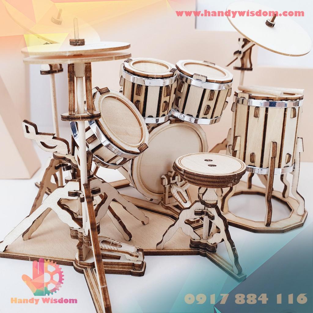 Mô hình lắp ghép gỗ Rolife - Bộ dàn trống - Robotime Drum Kit TG409