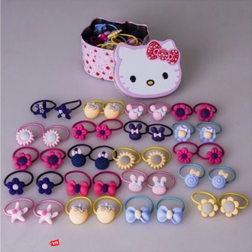 Hộp dây buộc tóc kitty sắt