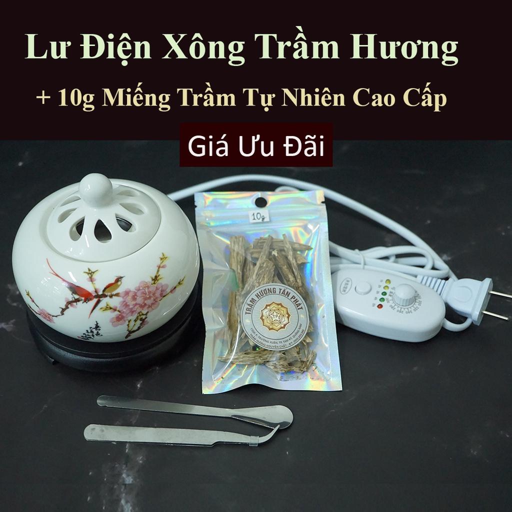 Lư Điện Xông Trầm Hương – Màu Trắng đế liền Cực đẹp – Xông Bột, Miếng Trầm