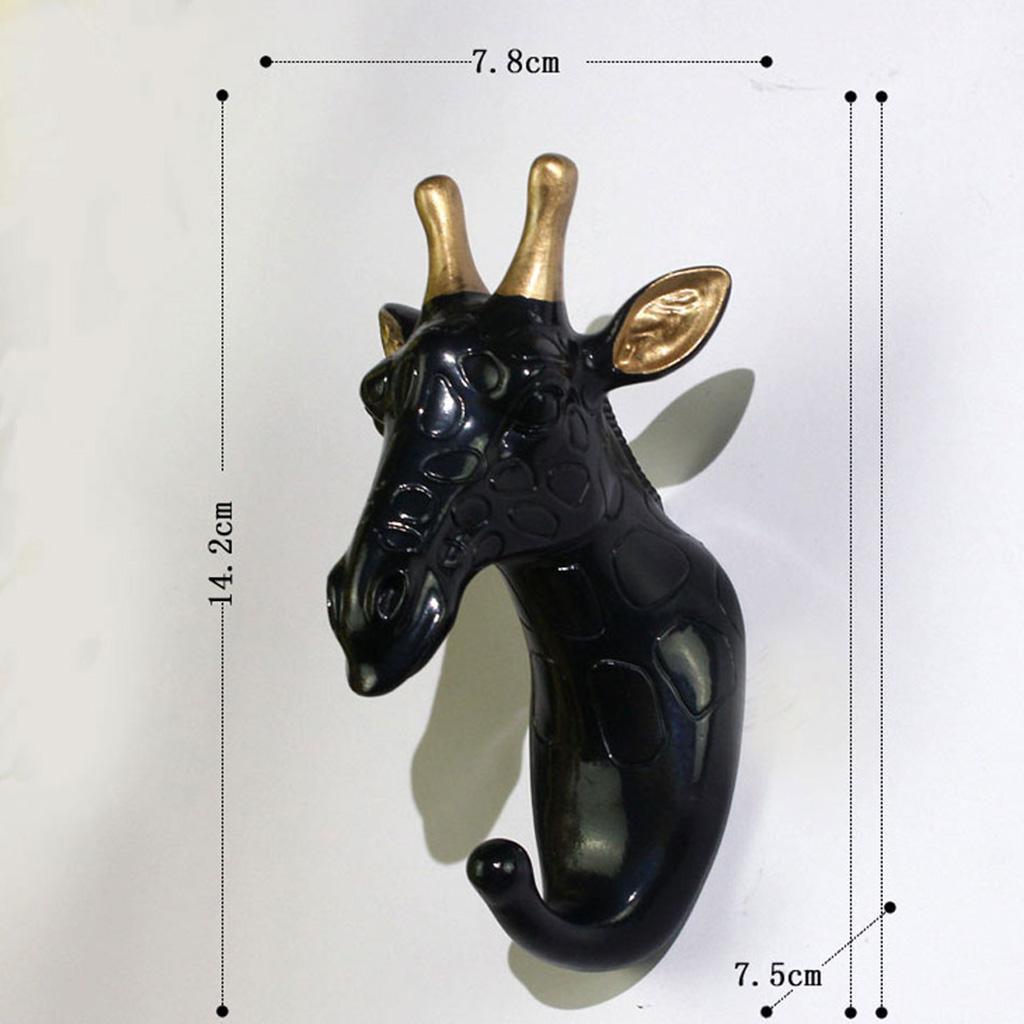3Pcs Resin Animal Giraffe Head Hook Bags Purse Towels Coat Key Wall Hanger
