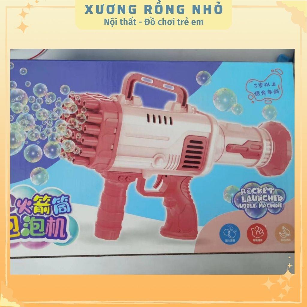 Súng bắn bong bóng xà phòng 32 nòng, máy thổi bong bóng cho bé tặng kèm lọ nước tạo bong bóng