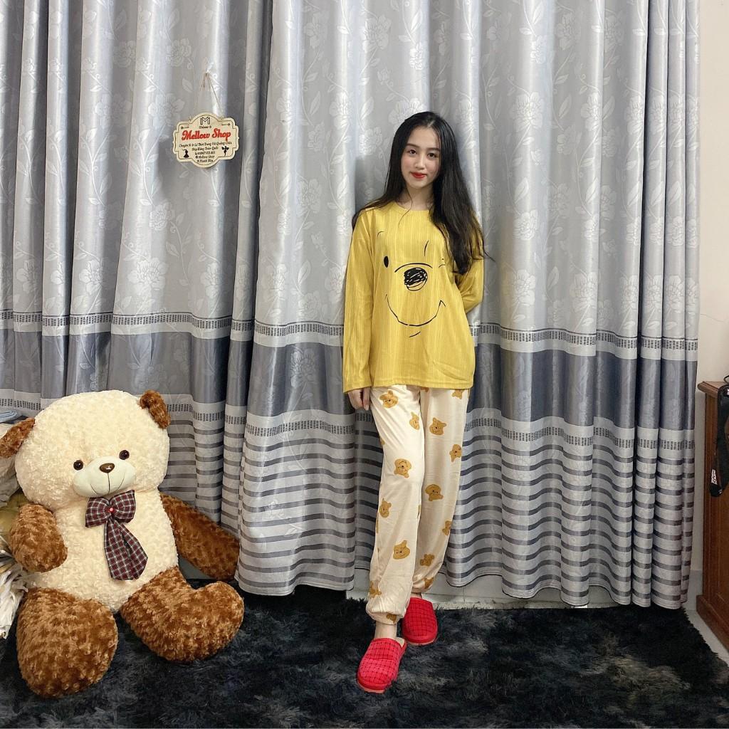 Bộ đồ ngủ, đồ ngủ nữ pijama thu đông dài tay cotton phong cách Hàn Quốc cực dễ thương