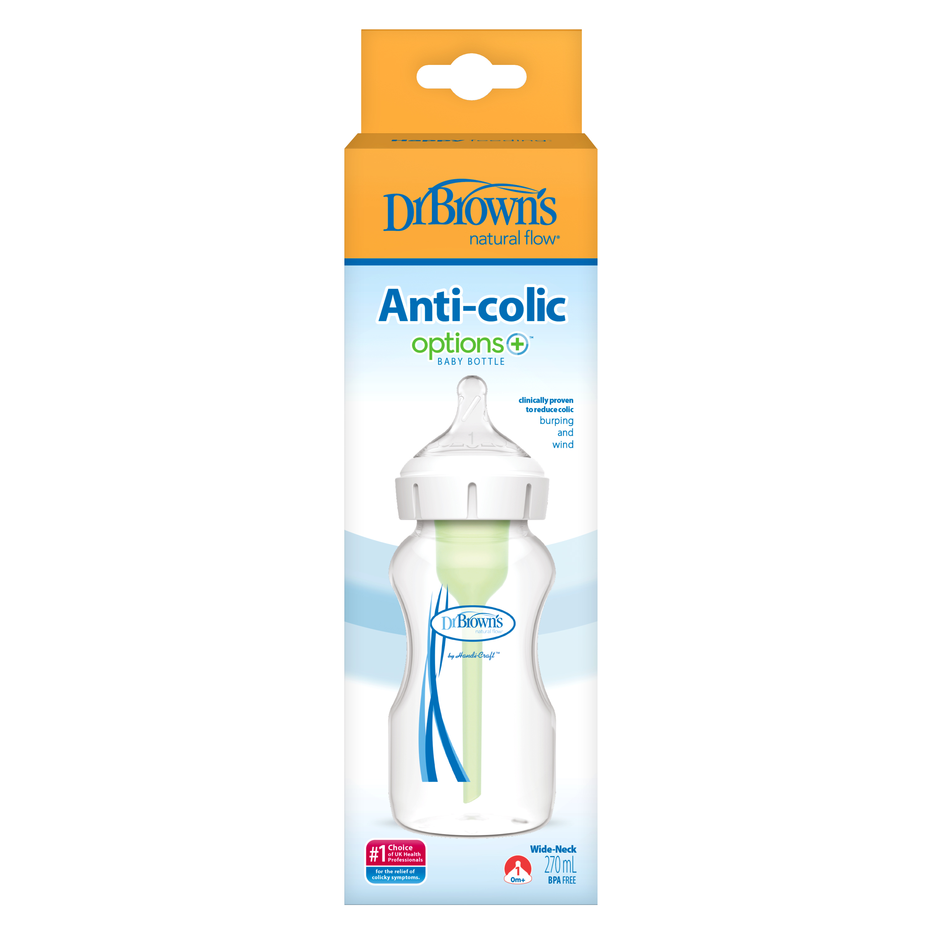 [ WB91600-GBX ] Bình sữa Dr.Brown's cổ rộng 270ml nhựa PP Options Plus