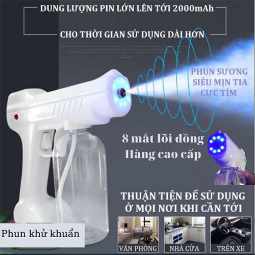 Máy khử khuẩn Nano cầm tay K6, máy phun khử trùng diệt khuẩn tia UV cao cấp, an toàn, tiện lợi