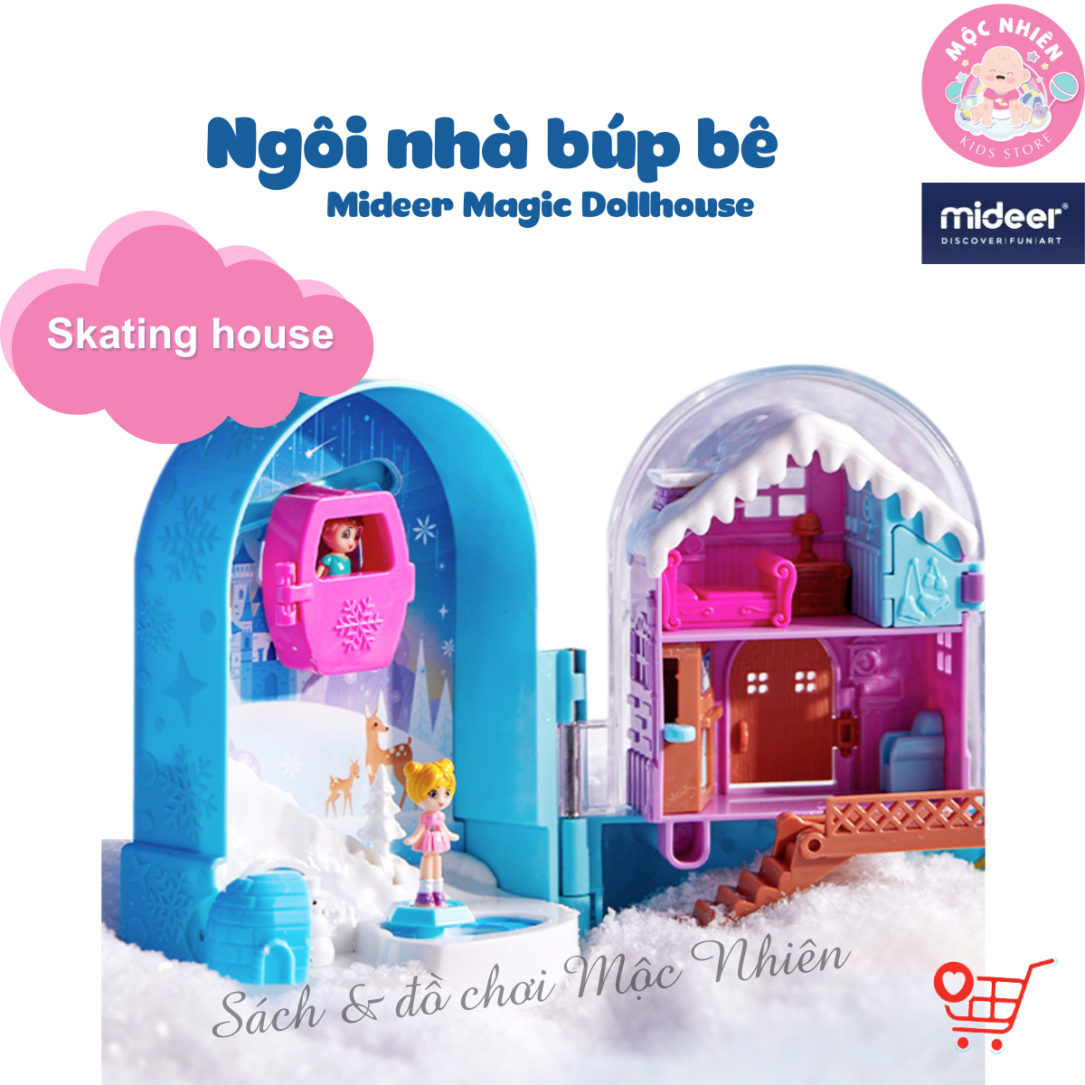 Nhà búp bê mini có âm thanh - Mideer Magic Dollhouse - Mô hình ngôi nhà kẹo ngọt cho bé gái từ 3 tuổi