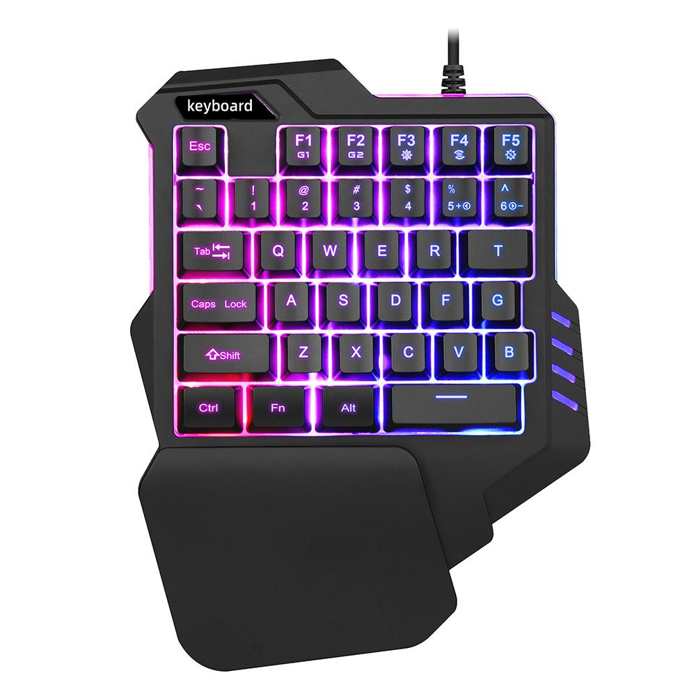 One Handed Keyboard with Wrist Rest Support Wired 35-key Keyboard RGB Backlit Keyboard 15-key Rollover/Macro Recording