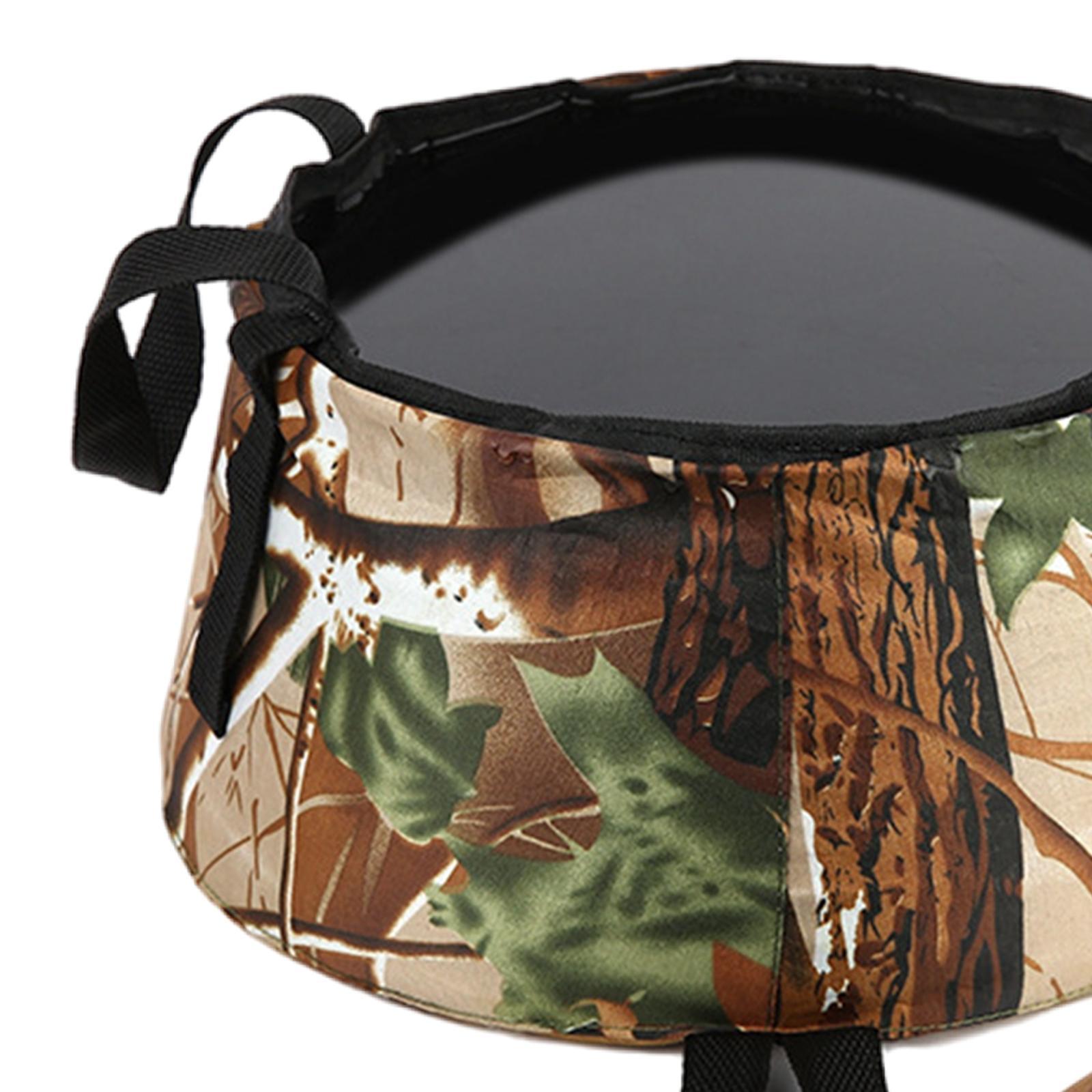 Collapsible Bucket Foldable for Camping with Bag Wash Basin Camouflage
