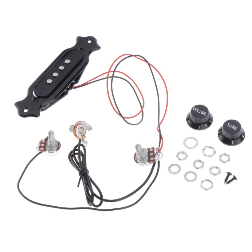 Sunnimix Nhựa Đơn Phối Xanh Soundhole Pickup Dây Điện Có Thể Tích Màu Núm Ty Cho 4 Dây Đàn Guitar Điện Phần