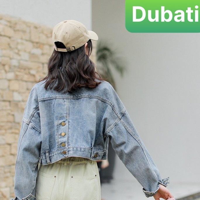 ÁO KHOÁC JEAN NỮ CHẤT BÒ CÓ NÚT SAU DÁNG NGẮN THỜI TRANG TRẺ- DUBATI FASHION