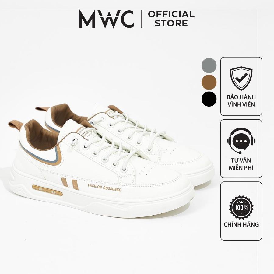 Giày Thể Thao Nam MWC 5430 - Giày Thể Thao Nam Màu Trắng Phối Viền Màu Cao Cấp, Sneaker Nam Cổ Thấp Năng Động Cá Tính