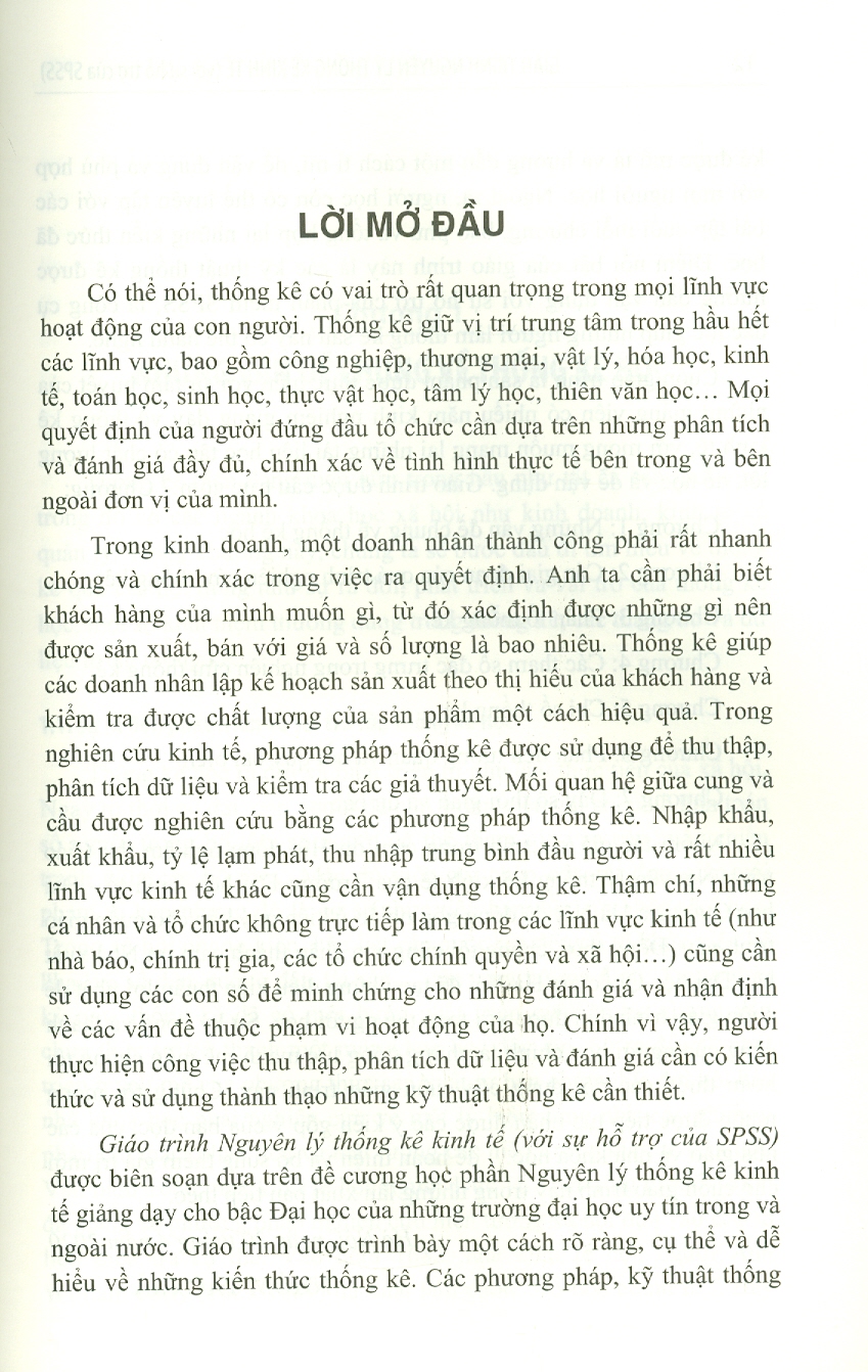 Giáo Trình Nguyên Lý Thống Kê Kinh Tế (với sự hỗ trợ của SPSS) (Tái bản lần thứ nhất)