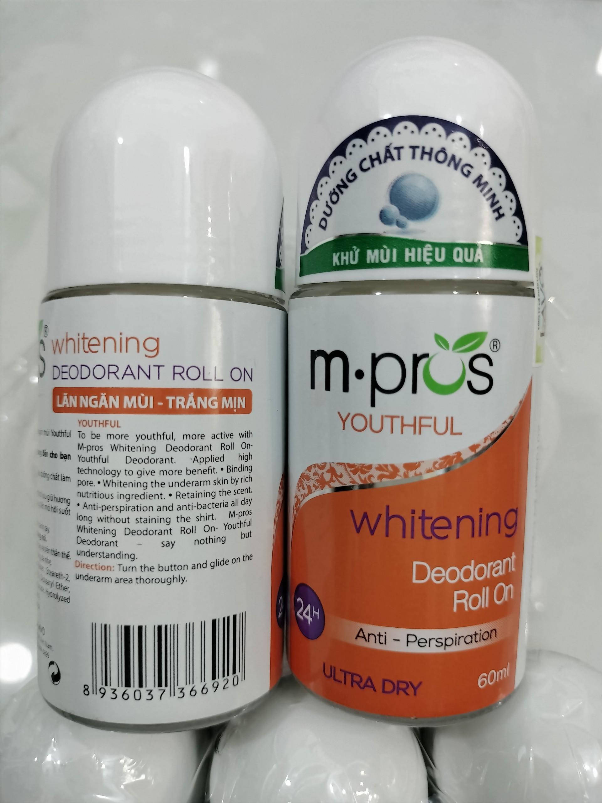 Lăn Khử Mùi M.Pros 60ml - Trắng Mịn - Trẻ Trung - Khử Mùi Hiệu Quả