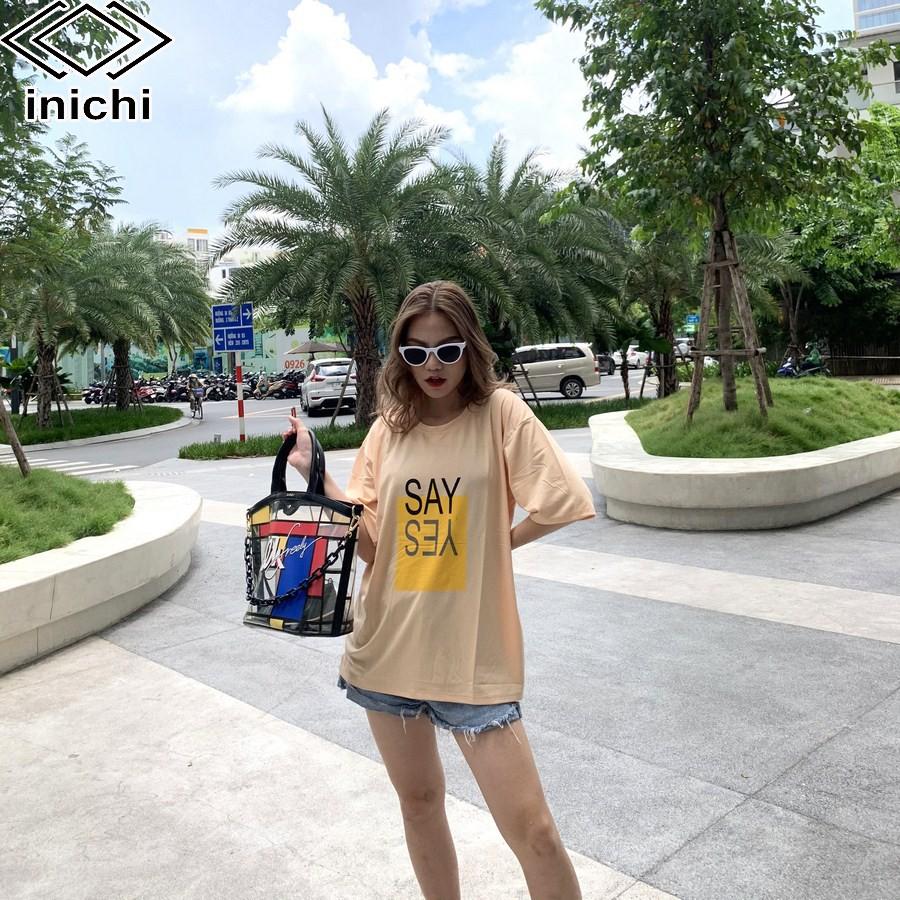 Áo thun unisex A628 tay lỡ in hình form rộng cá tính INICHI