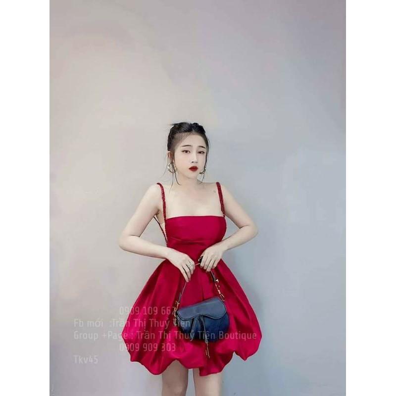 Đầm xòe 2 dây kết đá