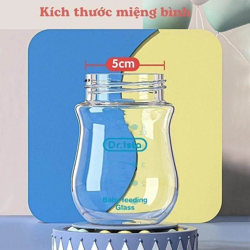 Dr.Isla Bình Sữa Thủy Tinh Cho Bé Sơ Sinh Không BPA Chịu Nhiệt Tốt 90ml/160ml GB01/GB02