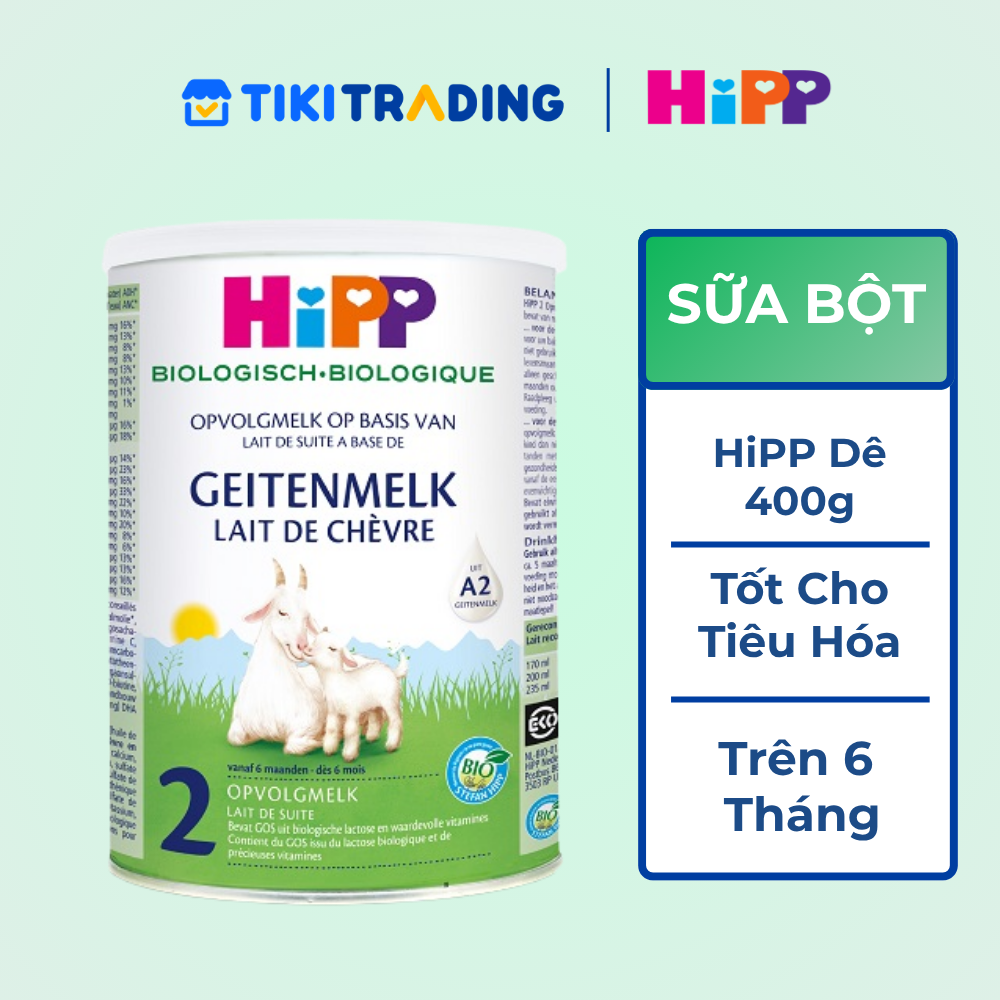 Sữa dê HiPP Organic 400g Số 02 cho bé từ 6 tháng trở lên