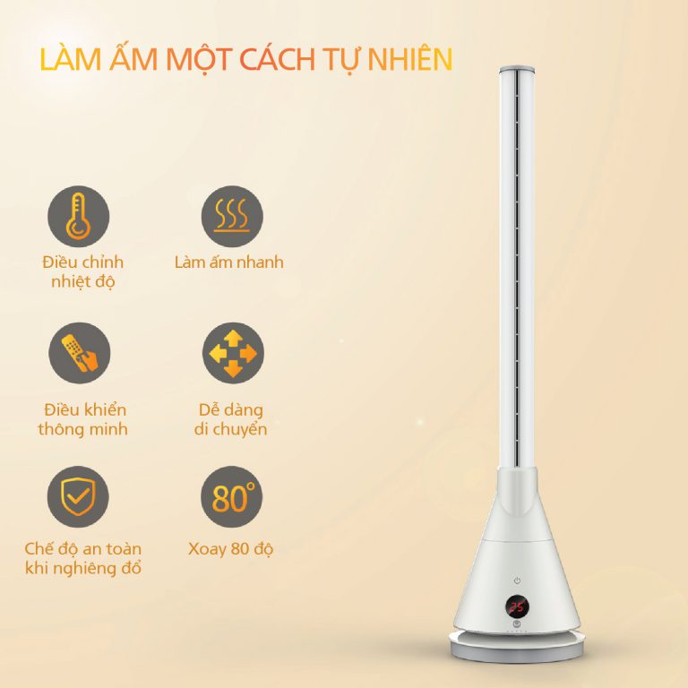 Quạt Làm Mát Và Sưởi Ấm ULTTY SKJ-CR018H, Chất Liệu Sưởi Gốm Ceramic Không Đốt Cháy Oxy, Không Khô Da, Tự Động Tắt Khi Quá Nhiệt - Màu Trắng - Hàng Chính Hãng