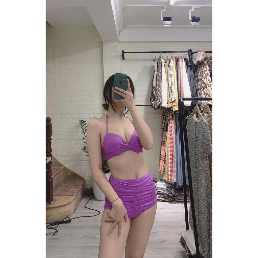 Bikini 2 mảnh áo bơi nữ áo tắm sexy màu tím nổi bật cá tính