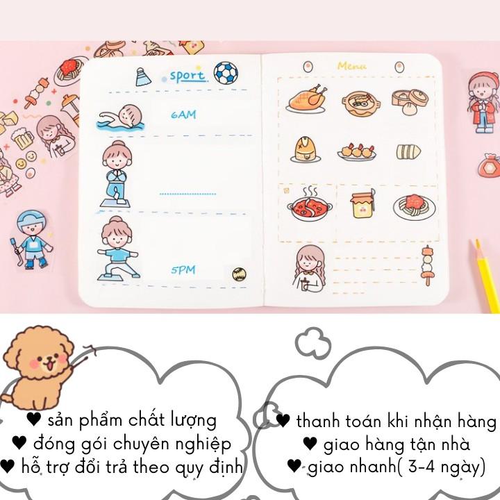 Washi tape chiết lẻ chu kỳ từ cuộn sticker cute rộng 6cm dán sổ mũ bảo hiểm trang trí sổ tay dạng trong chống nước ST10