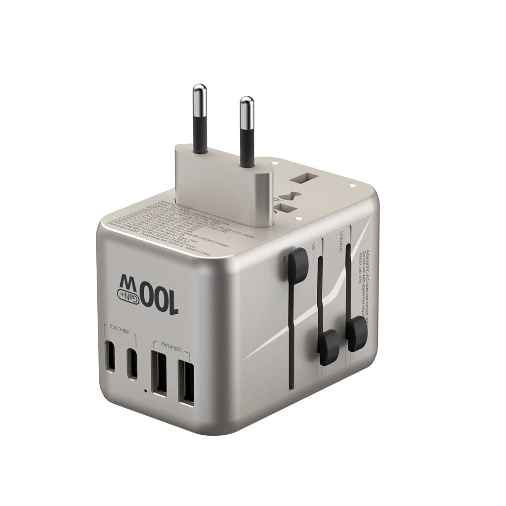 Củ sạc du lịch đa năng MicroPack 100W MTA-5100 Sạc 6 thiết bị cùng lúc - 3 cổng USB-C, 2 cổng USB-A, 1 đầu ra AC - Hàng chính hãng