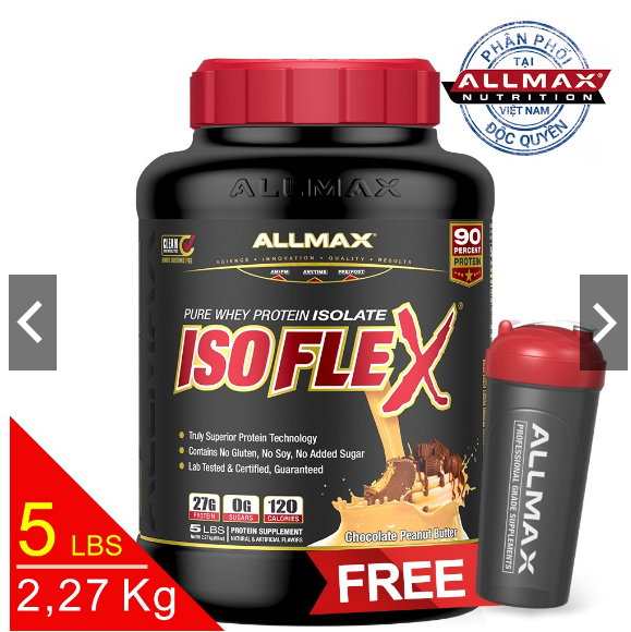 Whey Protein Tăng Cơ Allmax ISOFLEX PEANUT BUT CHOCOLATE 5lbs