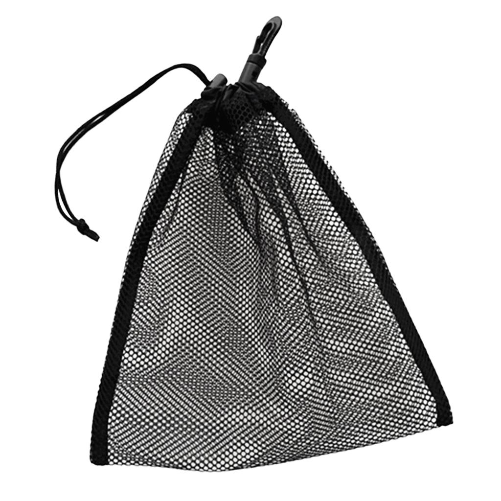 2xDurable Mesh Nets Bag Pouch Golf Tennis Ball Carrying Holder Storage Black