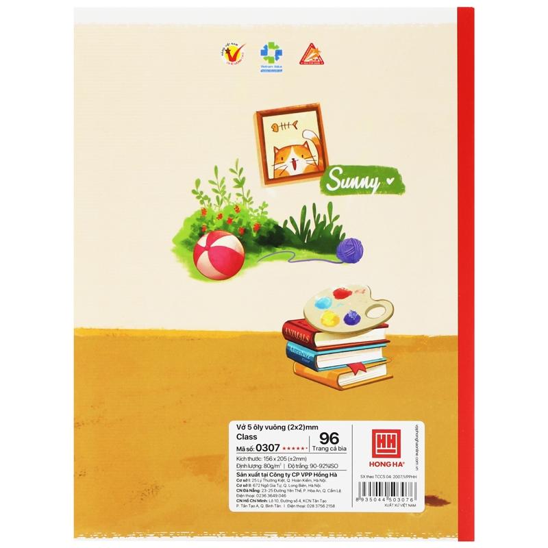 Vở 5 Ô Ly 96 Trang 80gsm Class Sunny - Hồng Hà 0307