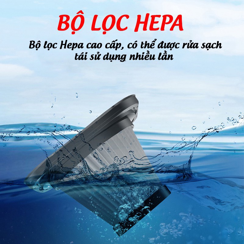 Máy hút bụi cầm tay không dây mini AIKESI bản nâng cấp siêu khỏe lực hút cực mạnh hàng cao câp mẫu mới cho ô tô nhà cửa sạch sẽ