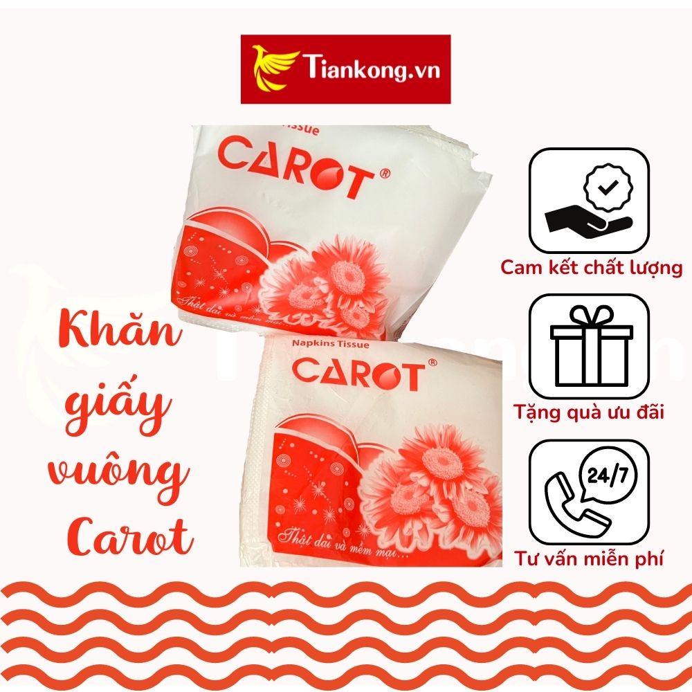 Giấy ăn vuông Carot dạng rút bịch 100 tờ đa năng tiện lợi - TIANKONG