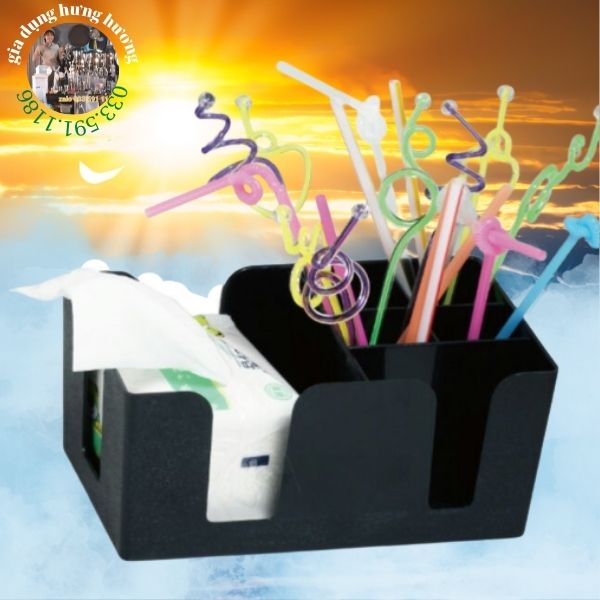 Kệ đựng ống hút, giấy ăn, cốc chuyên dùng cho các nhà hàng quán ăn