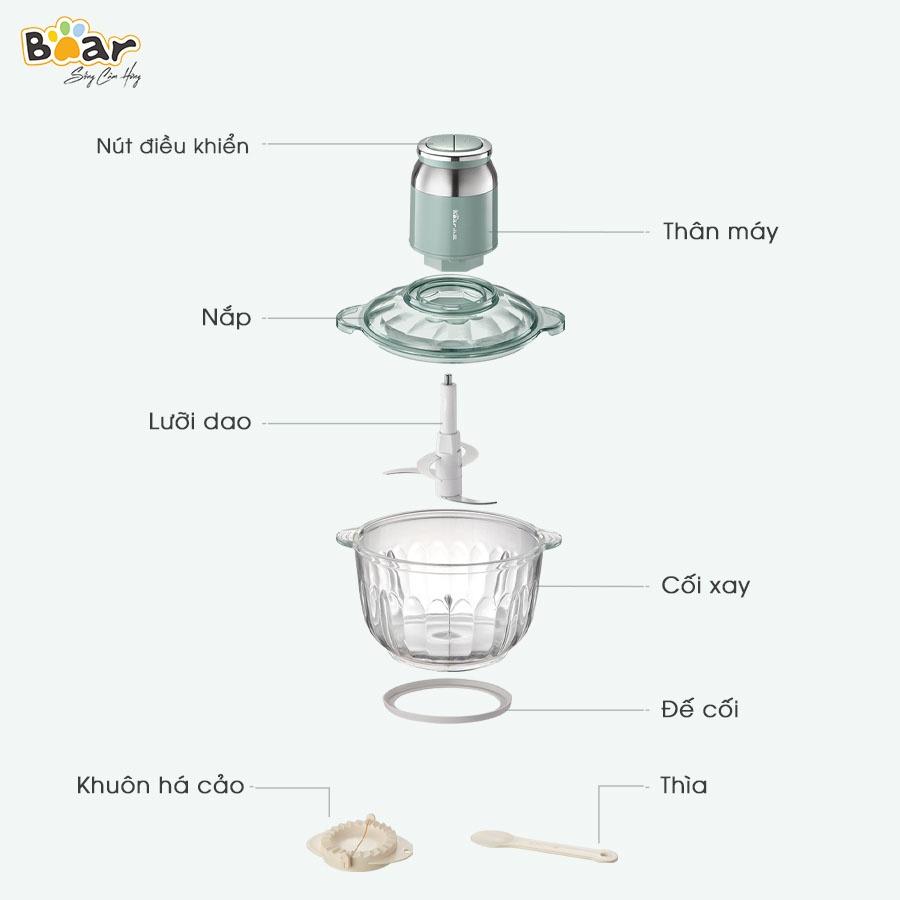 [Hàng Chính Hãng] Máy xay thịt Bear 2.5L QSJ-C04R8S xay nhuyễn đa dạng các loại thực phẩm công suất mạnh lên tới 350W giúp xay nhuyễn thịt và nhiều thực phẩm với màu sắc nhã nhặn, sang trọng