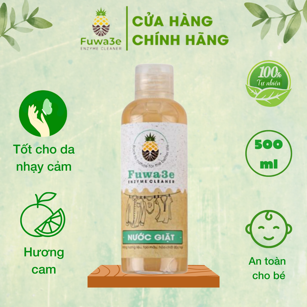 Nước giặt hữu cơ Fuwa3e organic sinh học 100ml giặt quần áo đồ lót, an toàn cho em bé