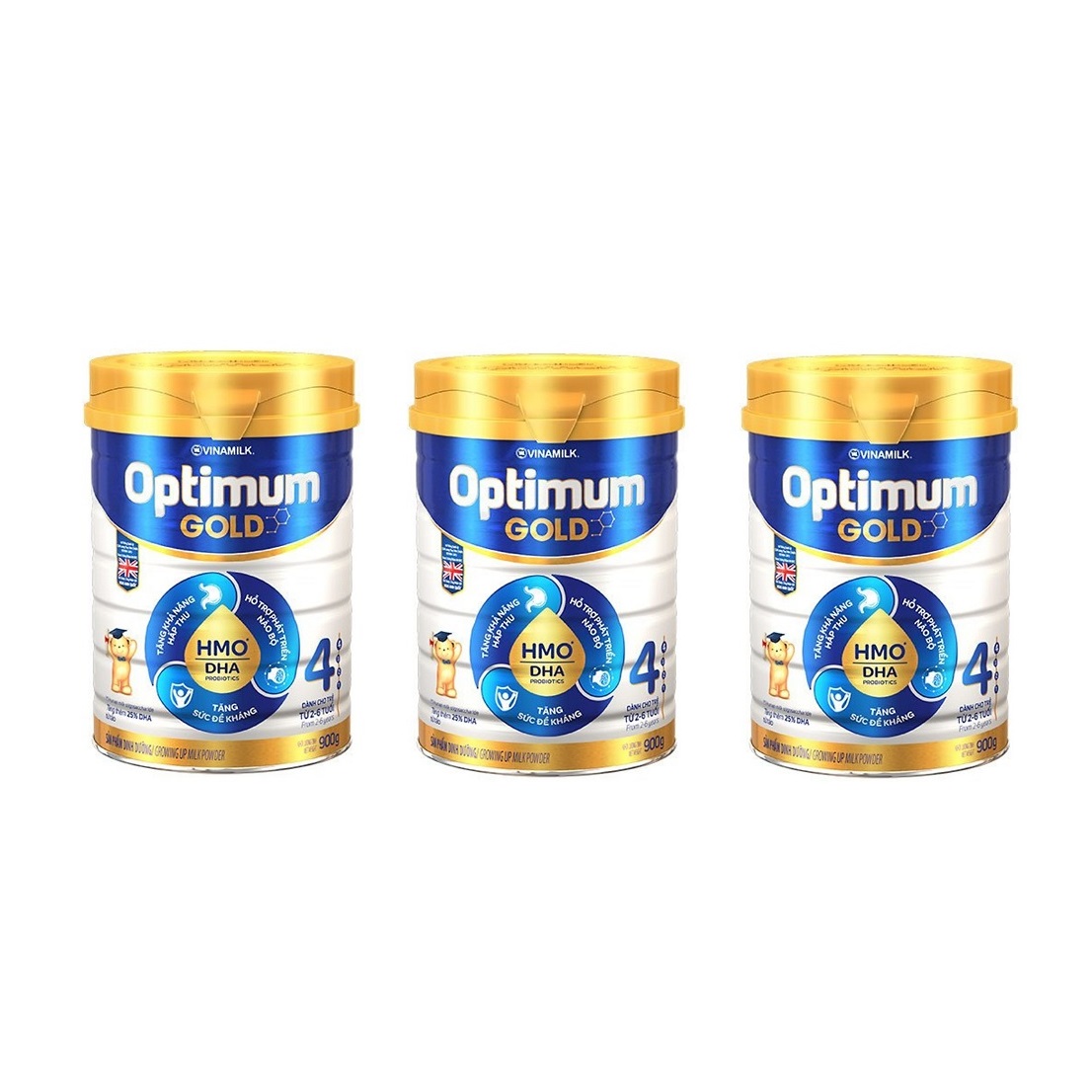 BỘ 3 LON SỮA BỘT OPTIMUM GOLD 4 HỘP THIẾT 900G