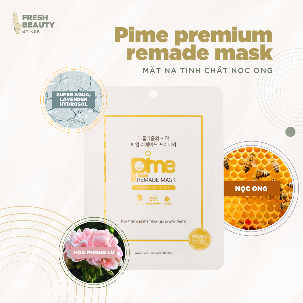 Mặt nạ tế bào gốc nọc ong Pime Remade Premium Mask hỗ trợ giảm mụn, mờ nám, phục hồi da 1M