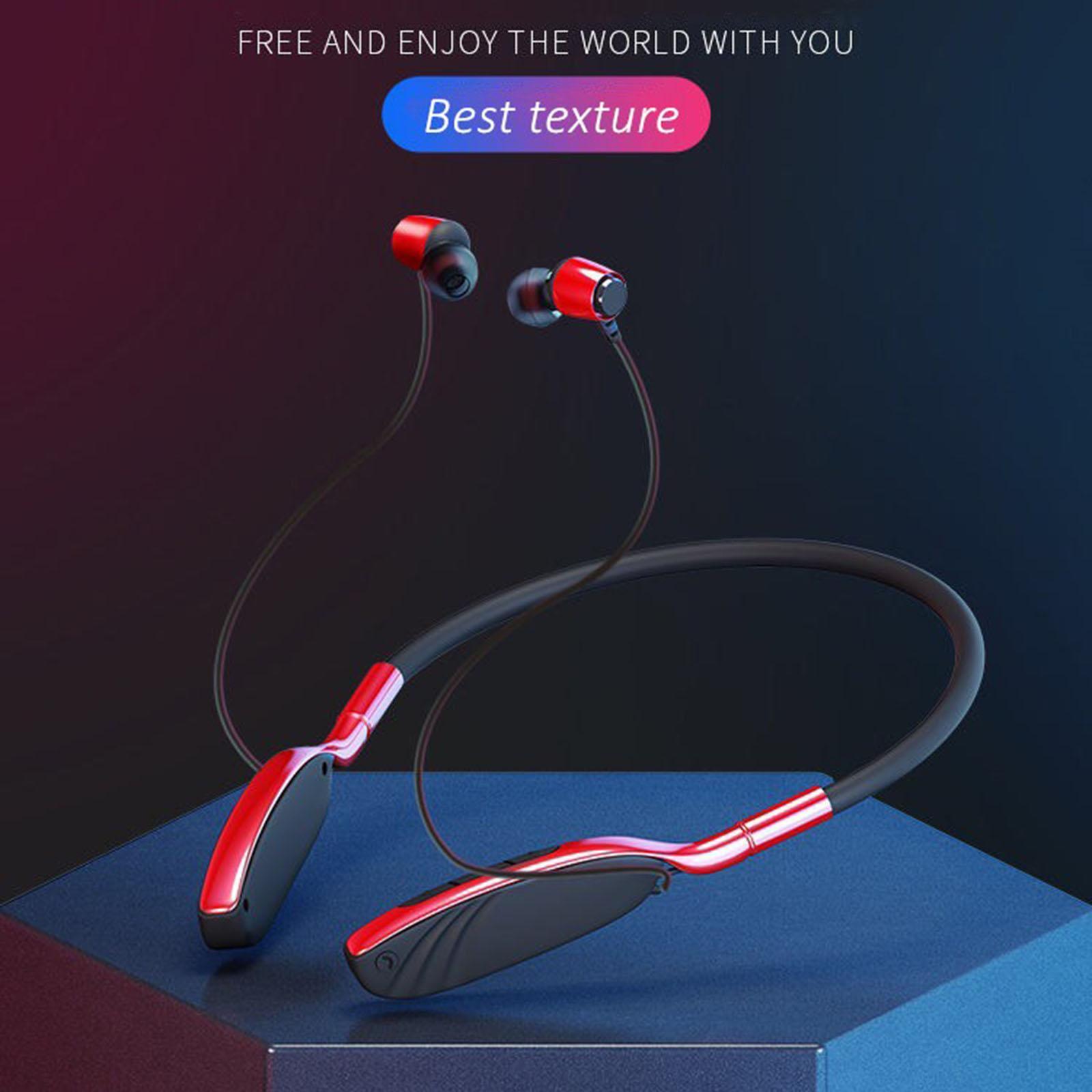 Gym Sport Earphones Wireless w/Mic Bluetooth Headphones for Home Office Red