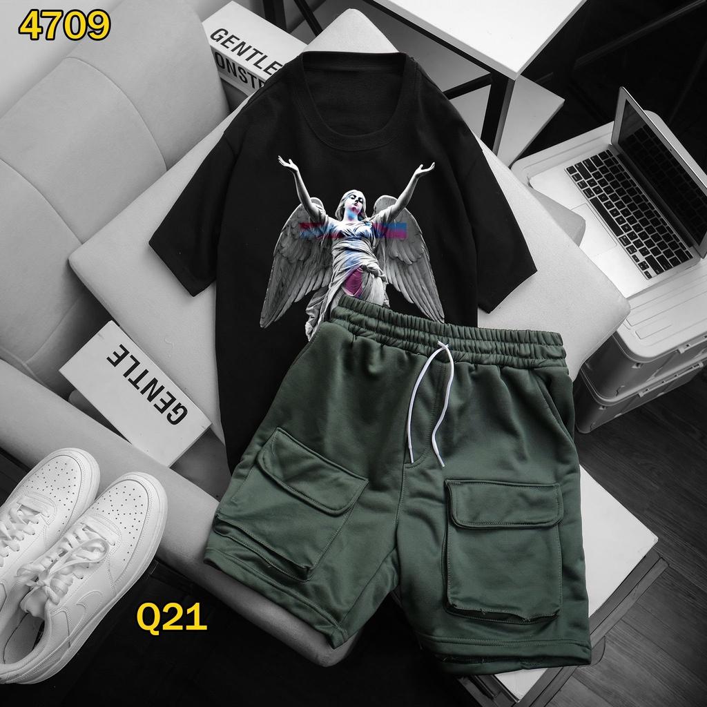 Set bộ quần , áo thun unisex nam, nữ tay lở from rộng ,áo phông unisex cotton oversize giá rẻ hình in cực ngầu BIKEN