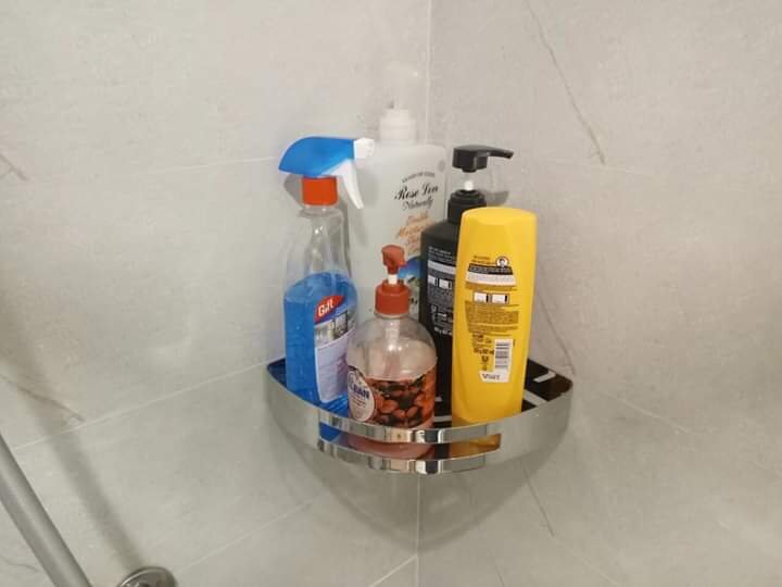 Kệ góc nhà tắm inox SUS 304 đựng dầu gội, sữa tắm,...