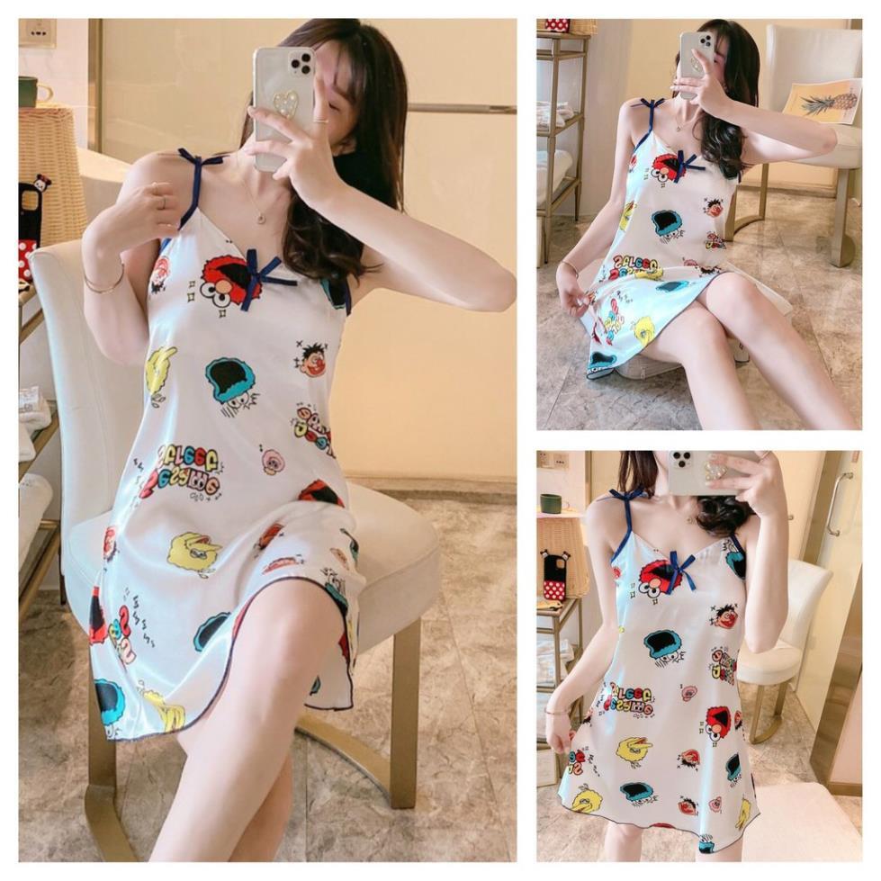 Đầm Ngủ/ Váy Ngủ 2 Dây Phiên Bản Hàn Quốc Dễ Thương Dành Cho Nữ Mùa Hè