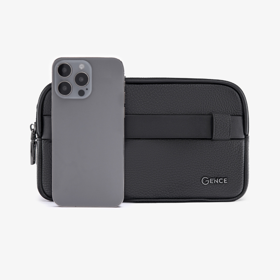 Clutch cầm tay đeo chéo da bò Togo cao cấp RB08 khóa vân tay &amp; khóa số